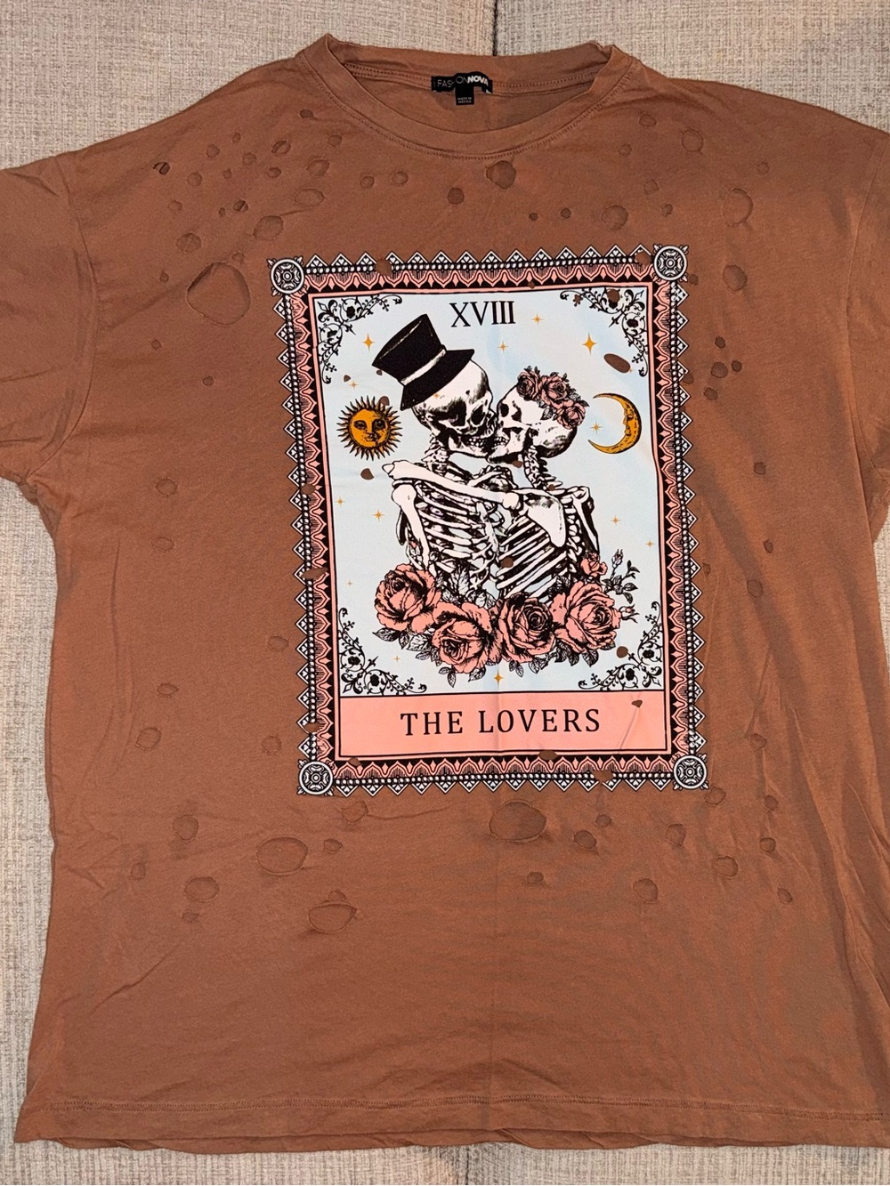 The Lovers Tarot Graphic Tee in Rust